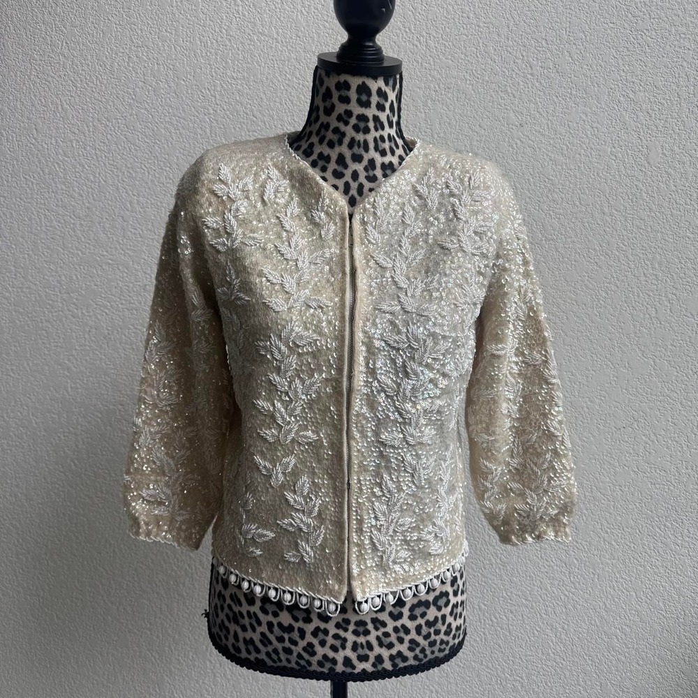 Gia Ninno Designs For Joyce Vintage 100% Wool Beaded Blazer Size 10